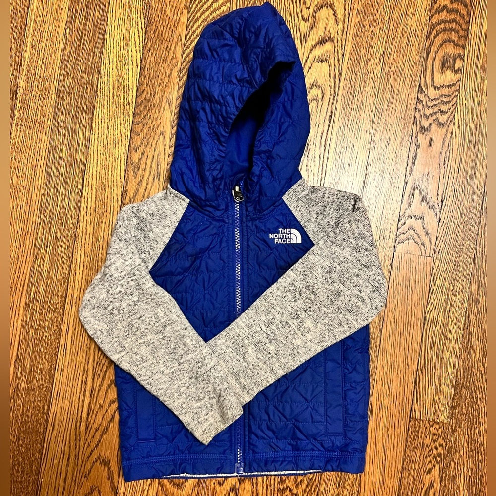 The North Face Kids Blue & Gray Hooded Jacket